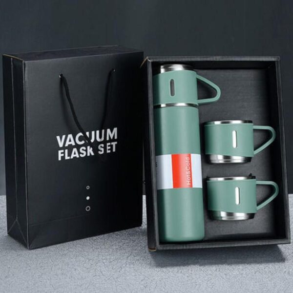 Vacuum Flask Set for Hot & Cold Beverages (Green) – 3 Cup Double-Layer Stainless Steel (Copy)