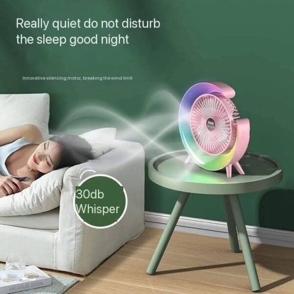 Mini Portable Desktop Fan Adjustable Colorful with LED Night Light USB Desktop Rotatable Fan - Image 3