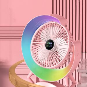 Mini Portable Desktop Fan Adjustable Colorful with LED Night Light USB Desktop Rotatable Fan