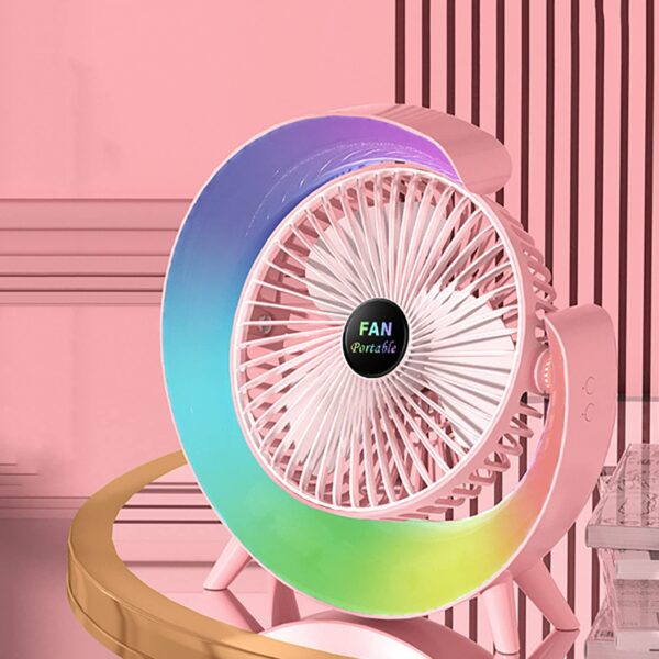Mini Portable Desktop Fan Adjustable Colorful with LED Night Light USB Desktop Rotatable Fan