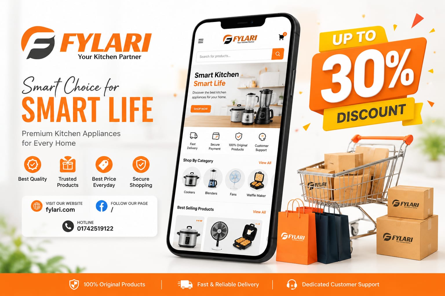Fylari website banner, smart kitchen home appliance